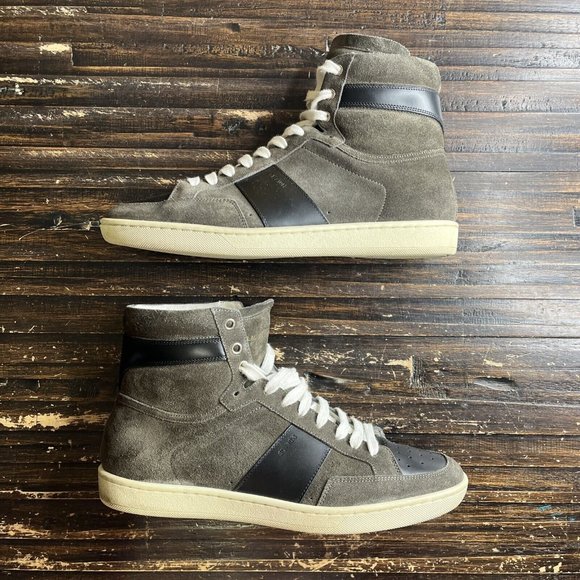 SAINT LAURENT Men SL/10H SIGNATURE COURT CLASSIC Brown Suede Hi-Tops Size 41 - Picture 2 of 7